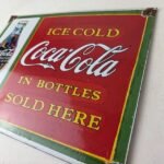 Coca Cola Porcelain Sign Vintage – Service Beverage Bottle Gas Pump Sign - Image 12