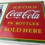 Coca Cola Porcelain Sign Vintage – Service Beverage Bottle Gas Pump Sign - Image 4