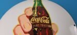 Coca Cola Porcelain Sign Vintage – Service Beverage Button Gas Pump Sign - Image 13