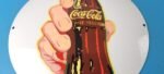 Coca Cola Porcelain Sign Vintage – Service Beverage Button Gas Pump Sign - Image 4