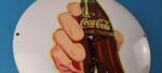 Coca Cola Porcelain Sign Vintage – Service Beverage Button Gas Pump Sign - Image 6