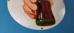 Coca Cola Porcelain Sign Vintage – Service Beverage Button Gas Pump Sign - Image 7