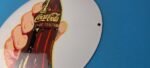Coca Cola Porcelain Sign Vintage – Service Beverage Button Gas Pump Sign - Image 9