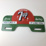 Vintage 7 Up Soda License Plate Topper – Drive Safe Sign Ad on Automobile Topper - Image 12