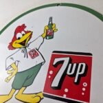 Vintage 7 Up Soda Sign – Advertisement Porcelain Gas Service Station Ad Sign - Image 12