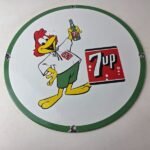 Vintage 7 Up Soda Sign – Advertisement Porcelain Gas Service Station Ad Sign - Image 15