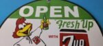 Vintage 7 Up Soda Sign – Advertisement Rooster Porcelain Gas Station Sign - Image 3