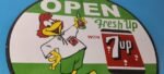 Vintage 7 Up Soda Sign – Advertisement Rooster Porcelain Gas Station Sign - Image 6