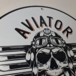 Vintage Air Ace Sign – Fly Aviation Aviator Skull Service Gas Porcelain Sign - Image 5