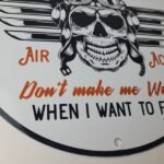 Vintage Air Ace Sign – Fly Aviation Aviator Skull Service Gas Porcelain Sign - Image 7
