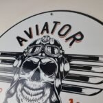 Vintage Air Ace Sign – Fly Aviation Aviator Skull Service Gas Porcelain Sign - Image 8