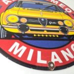Vintage Alfa Romeo Milano Sign – Porcelain Dealership Gas Pump Italian Sign - Image 11