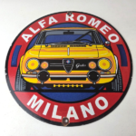 Vintage Alfa Romeo Milano Sign – Porcelain Dealership Gas Pump Italian Sign - Image 15