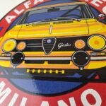 Vintage Alfa Romeo Milano Sign – Porcelain Dealership Gas Pump Italian Sign - Image 4