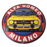 Vintage Alfa Romeo Milano Sign – Porcelain Dealership Gas Pump Italian Sign - Image 2