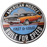 Vintage American Muscle Fast Loud Porcelain Signs – Muscle Car Hot Rod Signs - Image 2