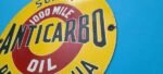 VINTAGE ANTICARBO OIL CO PORCELAIN MILE GASOLINE SERVICE STATION PUMP PLATE SIGN - Image 9