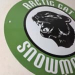 Vintage Arctic Cat Snowmobiles Sign – Sales Winter Sled Porcelain Gas Pump Sign - Image 6