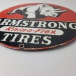 Vintage Armstrong Tires Sign – Gas Oil Pump Plate Garage Rhino Service Sign - Image 11