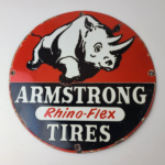 Vintage Armstrong Tires Sign – Gas Oil Pump Plate Garage Rhino Service Sign - Image 12