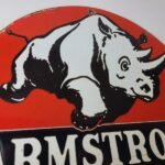 Vintage Armstrong Tires Sign – Gas Oil Pump Plate Garage Rhino Service Sign - Image 5