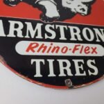 Vintage Armstrong Tires Sign – Gas Oil Pump Plate Garage Rhino Service Sign - Image 7