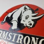 Vintage Armstrong Tires Sign – Gas Oil Pump Plate Garage Rhino Service Sign - Image 8