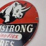 Vintage Armstrong Tires Sign – Gas Oil Pump Plate Garage Rhino Service Sign - Image 9