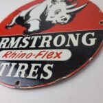 Vintage Armstrong Tires Sign – Gas Oil Pump Plate Garage Rhino Service Sign - Image 10