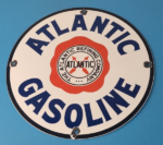 Vintage Atlantic Gasoline Sign – Gas Service Station Pump Porcelain Sign