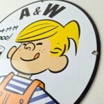Vintage A&W Root Beer Sign – Dennis the Menace Porcelain Diner Gas Pump Sign - Image 13