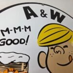 Vintage A&W Root Beer Sign – Dennis the Menace Porcelain Diner Gas Pump Sign - Image 5
