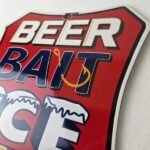 Vintage Beer Bait ICE Ammo Porcelain Sign – Bait Shop Gas Station Sign - Image 12