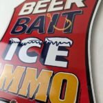 Vintage Beer Bait ICE Ammo Porcelain Sign – Bait Shop Gas Station Sign - Image 13