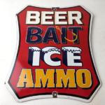 Vintage Beer Bait ICE Ammo Porcelain Sign – Bait Shop Gas Station Sign - Image 15