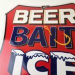 Vintage Beer Bait ICE Ammo Porcelain Sign – Bait Shop Gas Station Sign - Image 3