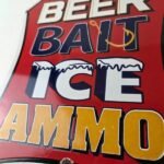 Vintage Beer Bait ICE Ammo Porcelain Sign – Bait Shop Gas Station Sign - Image 4