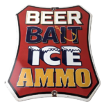 Vintage Beer Bait ICE Ammo Porcelain Sign – Bait Shop Gas Station Sign