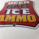 Vintage Beer Bait ICE Ammo Porcelain Sign – Bait Shop Gas Station Sign - Image 10