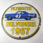 Vintage Belvedere 1967 Sign – Plymouth Automobilia Gas Pump Porcelain Sign - Image 15