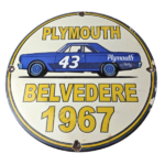 Vintage Belvedere 1967 Sign – Plymouth Automobilia Gas Pump Porcelain Sign - Image 2