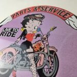 Vintage Betty Boop Harley Davidson Porcelain Sign – Motorcycle Gas Pump Sign - Image 12