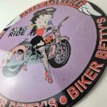 Vintage Betty Boop Harley Davidson Porcelain Sign – Motorcycle Gas Pump Sign - Image 13