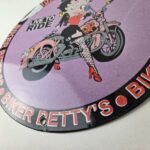 Vintage Betty Boop Harley Davidson Porcelain Sign – Motorcycle Gas Pump Sign - Image 14