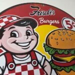 Vintage Big Boy Sign – 5 Cent Frisch's Fast Food Porcelain Gas Pump Sign - Image 5