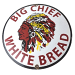 Vintage Big Chief Bread Sign – White Bread Grocery Store Gas Pump Porcelain Sign - Image 2