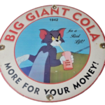 Vintage Big Giant Cola Porcelain Sign – Drink Beverage Gas Service Sign