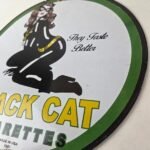 Vintage Black Cat Cigarettes Pin Up Porcelain Sign – Catwoman Sign - Image 13
