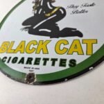 Vintage Black Cat Cigarettes Pin Up Porcelain Sign – Catwoman Sign - Image 14