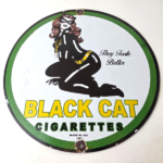Vintage Black Cat Cigarettes Pin Up Porcelain Sign – Catwoman Sign - Image 15
